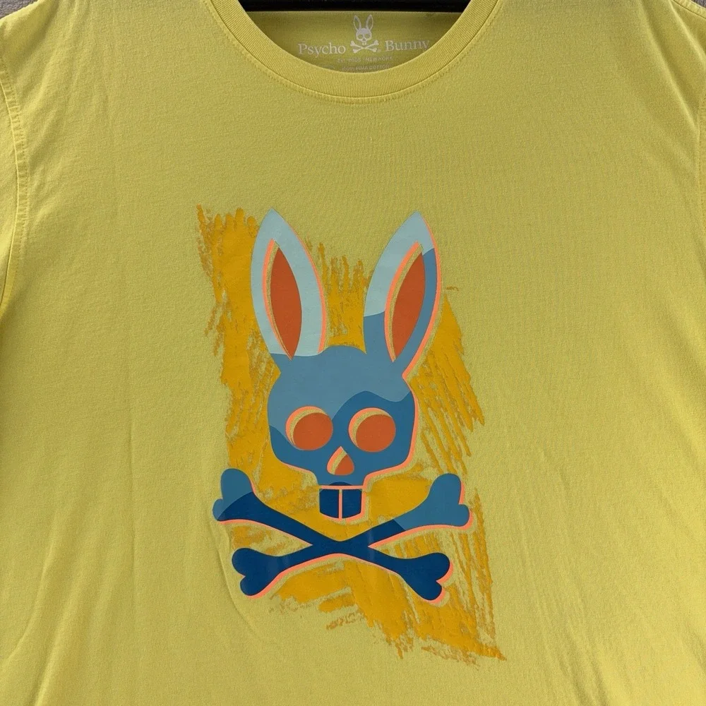 Psycho Bunny Graphic T Shirt Mens Size 3XL Yellow Pima Cotton Tee‎
